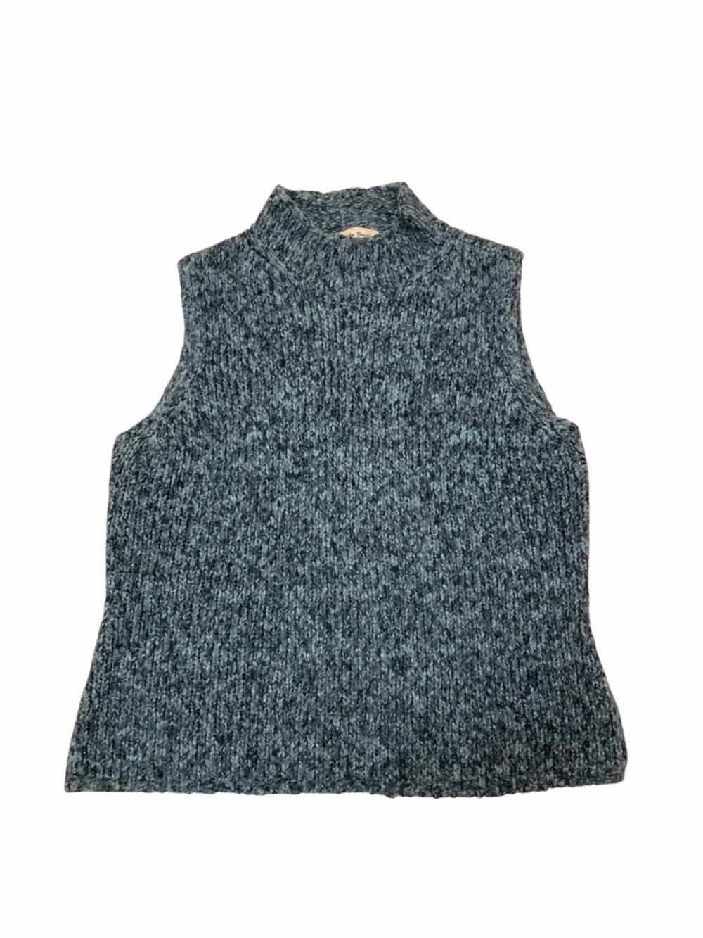 3/$20 Vintage 90’s Chunky Knit Wool Blend Sleeveless Sweater Vest Blue Small